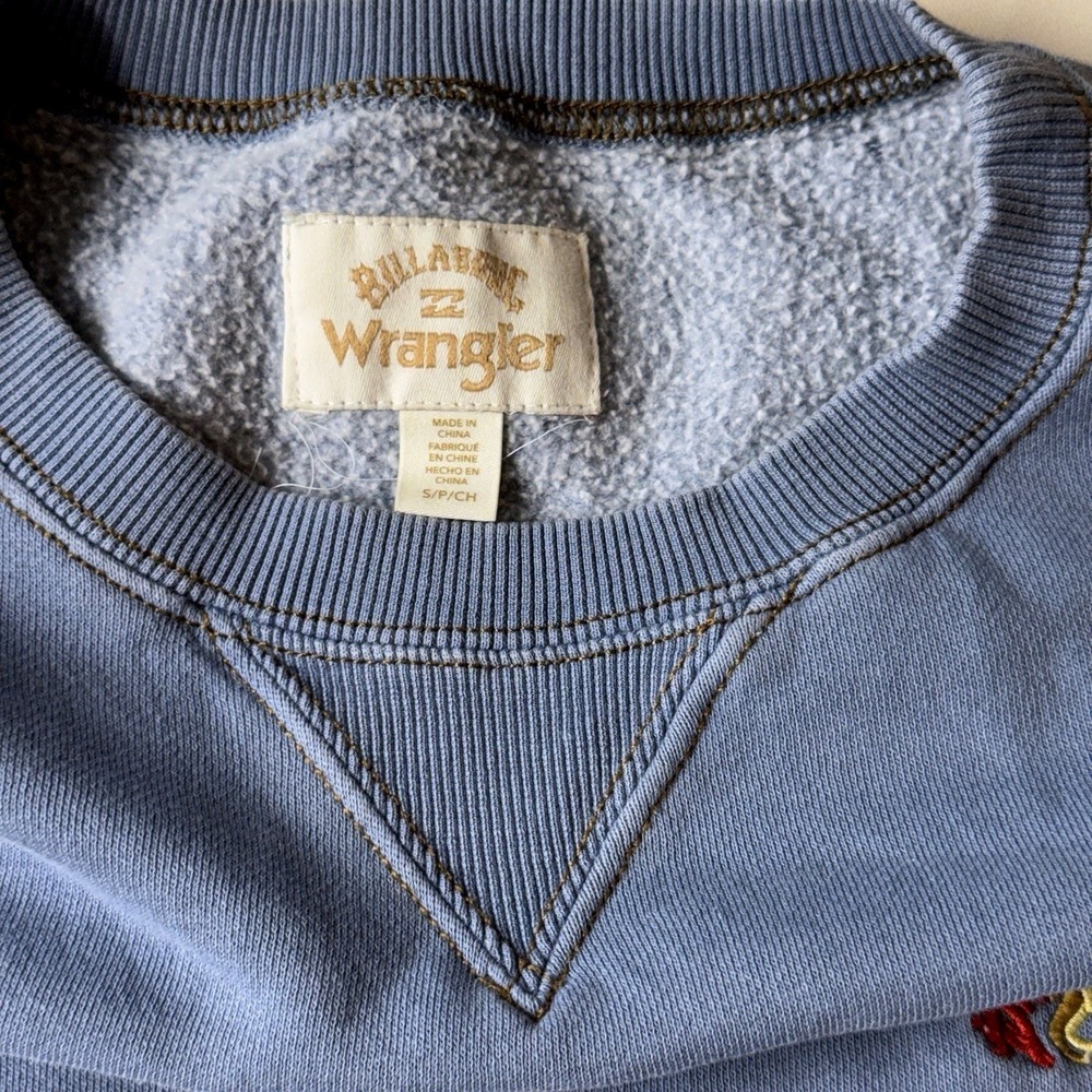 Billabong x Wrangler Sweatshirt Men's S Blue Embroidered Bronc Horse Logo - Picture 4 of 11